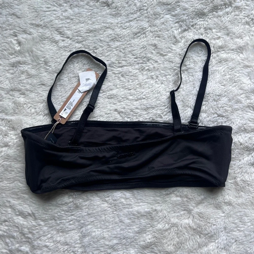 SKIMS Signature Swim Micro Bandeau Bikini Top Onyx Black Size XS BT-BAN-10067W